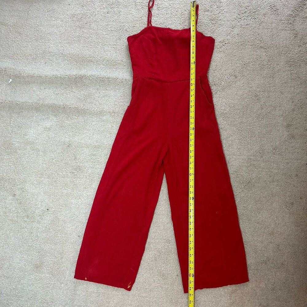 Oak + Fort Jumpsuit Women’s Medium  Wide Leg Tie Back Mark On Ankle - Picture 8 of 16
